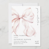 Invitation Baptême Bébé Fille Arc Rose Moderne (Devant)