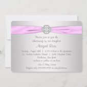 Invitation Baptême bébé fille Croix Rose (Dos)