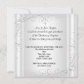 Invitation Baptême Bébé Fille ou Garçon Jumeaux Blanc (Dos)