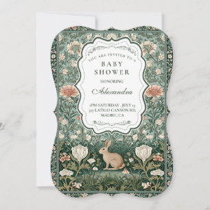 Invitation Baptême Bébé Fleur de Lapin de Conte de Fées