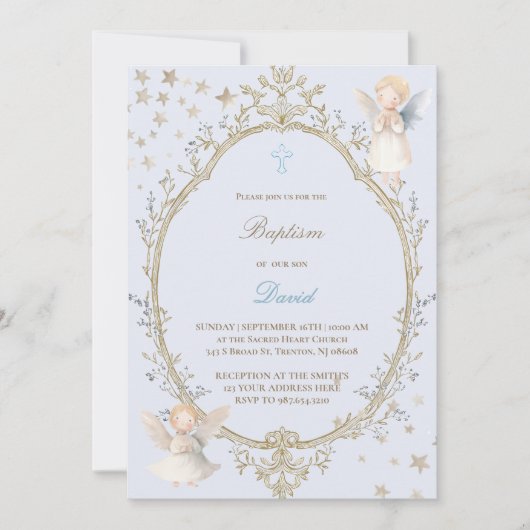 Invitation baptême bébé garçon (Devant)