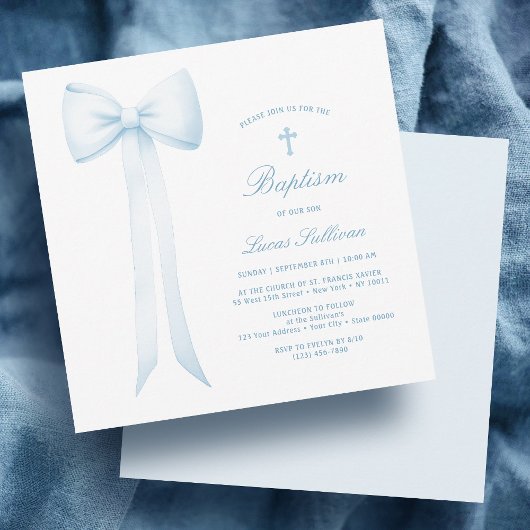 Invitation Baptême Bébé Garçon bleu