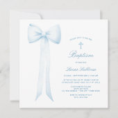 Invitation Baptême Bébé Garçon bleu (Devant)