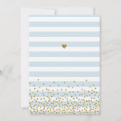 Invitation Baptême Bébé Garçon Confetti Rayure Or Bleu Clair (Dos)