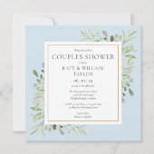 Invitation Baptême Bébé Garçon Couples Vert Aquarelle (Devant)