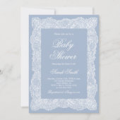Invitation Baptême bébé garçon dentelle (Devant)