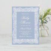 Invitation Baptême bébé garçon dentelle (Debout devant)