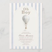 Invitation Baptême Bébé Garçon Montgolfière (Devant)