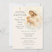 Invitation baptême bébé Jésus le tenant (Devant)