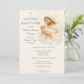 Invitation baptême bébé Jésus le tenant (Debout devant)