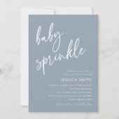 Invitation Baptême Bébé Moderne Simple Bleu Poussiéreux (Devant)