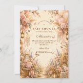 Invitation Baptême Bébé Papillon Bohème Élégant (Devant)