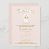 Invitation Baptême Bébée avec Bonnet (Devant / Derrière)
