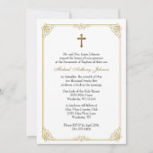 Invitation Baptême Béni Mère Jésus Rose Bleu Floral (Devant)