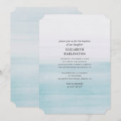 Invitation Baptême bleu aquarelle. Nautique simple et moderne (Devant / Derrière)