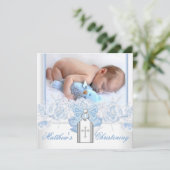 Invitation Baptême Bleu Bébé (Debout devant)