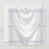 Invitation Baptême Bleu Bébé Blanc Satin (Dos)