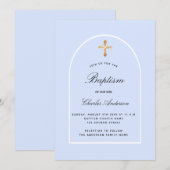 Invitation Baptême bleu blanc garçon arche (Devant / Derrière)