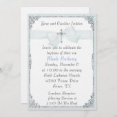 Invitation Baptême Bleu et Blanc (Devant / Derrière)