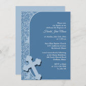 Invitation Baptême Bleu Garçon (Devant / Derrière)