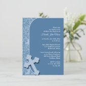 Invitation Baptême Bleu Garçon (Debout devant)