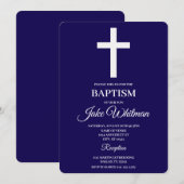 Invitation Baptême bleu marine (Devant / Derrière)