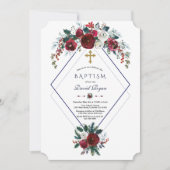 Invitation Baptême bleu marine de la marine florale de Bourgo (Devant)