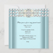 Invitation Baptême Bleu Tiara Argent Blanc Pearl Diamant (Dos)
