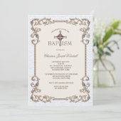 Invitation Baptême Bleu Vieux Monde (Debout devant)