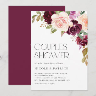 Invitation Baptême Bohème de Couple Automne Fleurs Bourgonnes