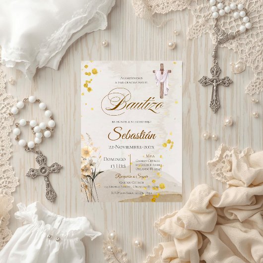 Invitation Baptême Bohème Espagnol