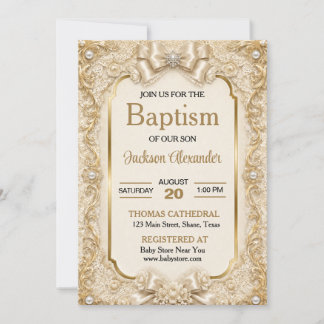 Invitation Baptême Bohème Neutre en Dentelle Blanche Douce Vi