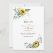 Invitation Baptême Bohème Tournesol Eucalyptus (Devant)