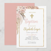 Invitation baptême boho (Devant / Derrière)