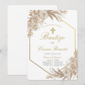 Invitation Baptême Boho pampas  (Devant / Derrière)