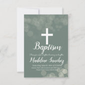 Invitation Baptême Bokeh Lumières Dédicace Christening (Devant)