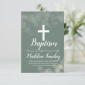 Invitation Baptême Bokeh Lumières Dédicace Christening (Debout devant)