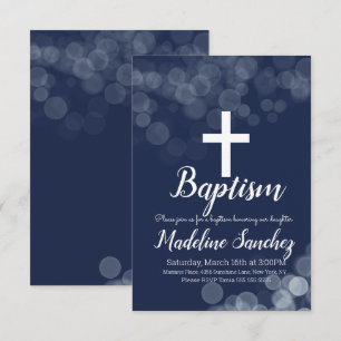 Invitation Baptême Bokeh Lumières Dédicace Christening