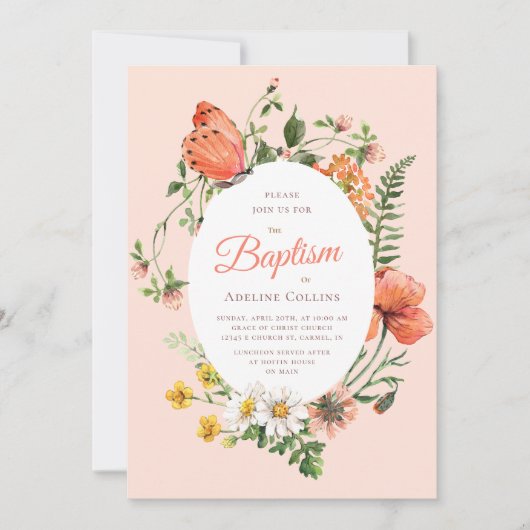 Invitation Baptême botanique d'une pêche élégante (Devant)