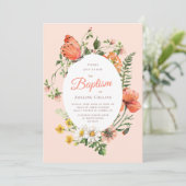 Invitation Baptême botanique d'une pêche élégante (Debout devant)
