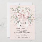 Invitation Baptême Bow & Blossom (Devant)