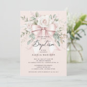 Invitation Baptême Bow & Blossom (Debout devant)