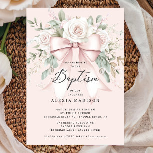 Invitation Baptême Bow & Blossom