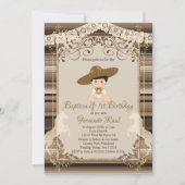 Invitation Baptême Brown de la Fiesta et premier garçon d'ann (Devant)