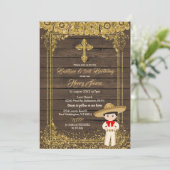 Invitation baptême Brown & Gold Mexicain Charro & 3ème annive (Debout devant)