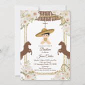Invitation Baptême Brown Mexicain Boy Horse (Devant)