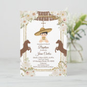 Invitation Baptême Brown Mexicain Boy Horse (Debout devant)