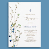 Invitation Baptême buisson bilberry aquarelle feuillage