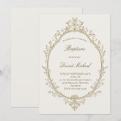 Invitation baptême cadre beige (Devant / Derrière)