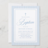 Invitation Baptême Calligraphie Bleue Élégante (Devant)